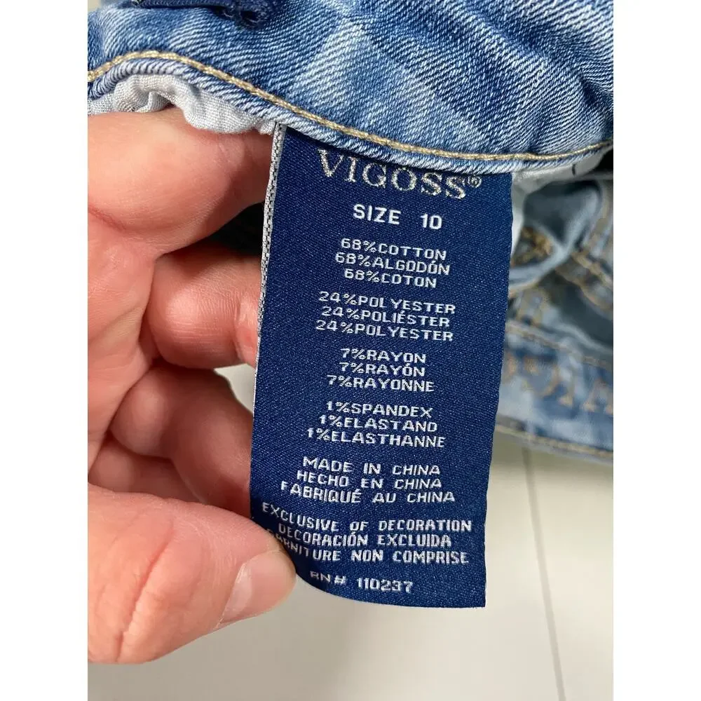 Vigoss Girls The Marley Shorts Flower Design Size 10 Medium Wash Denim